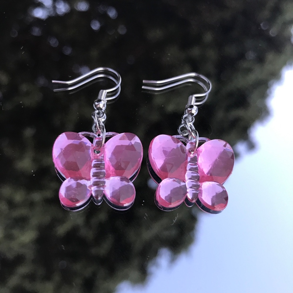 Y2k Pink butterfly earrings